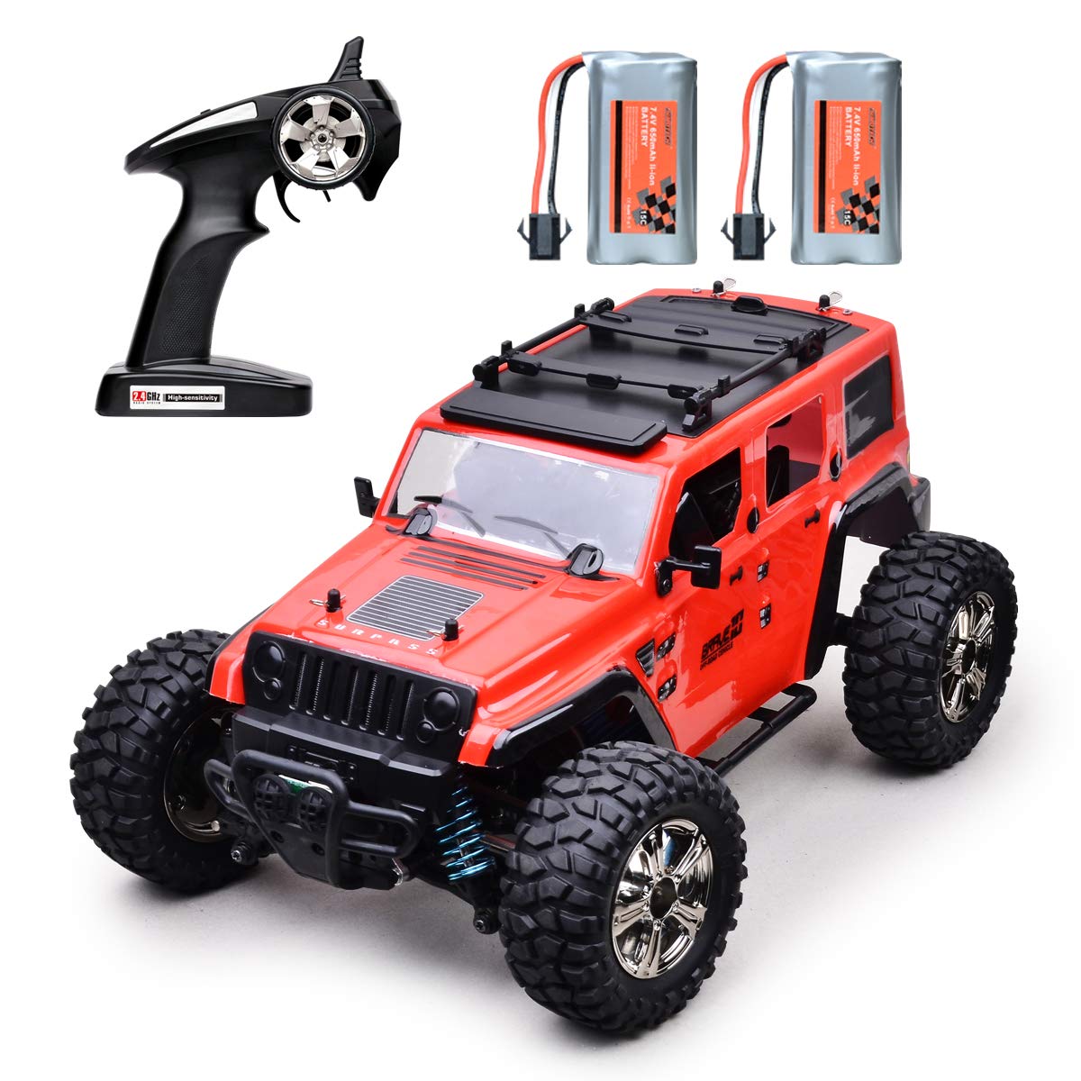MKZDGM RC Cars Offroad Remote Control Car 4WD 2.4GHz Radio RC Rock Racing Car Electric Car RTR Hobby Toy Scale 1:14 Remote Controlled Truck High Speed Racing Monster (Red)