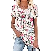 BETTE BOUTIK Women's Summer Tunic Tops Flowy Flare Botton Down Shirts Blouses S-3XL