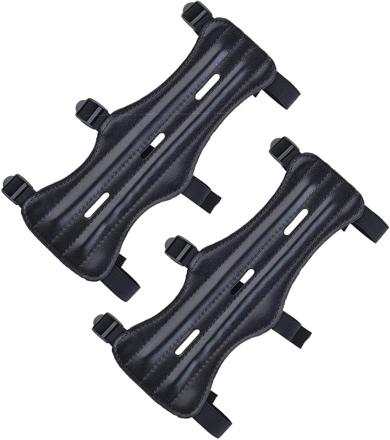 Goabroa Archery Arm Guard Leather Forearm Protector Adjustable Bowhunting Armguard Bow Bracers 2 Pack : Sports & Outdoors