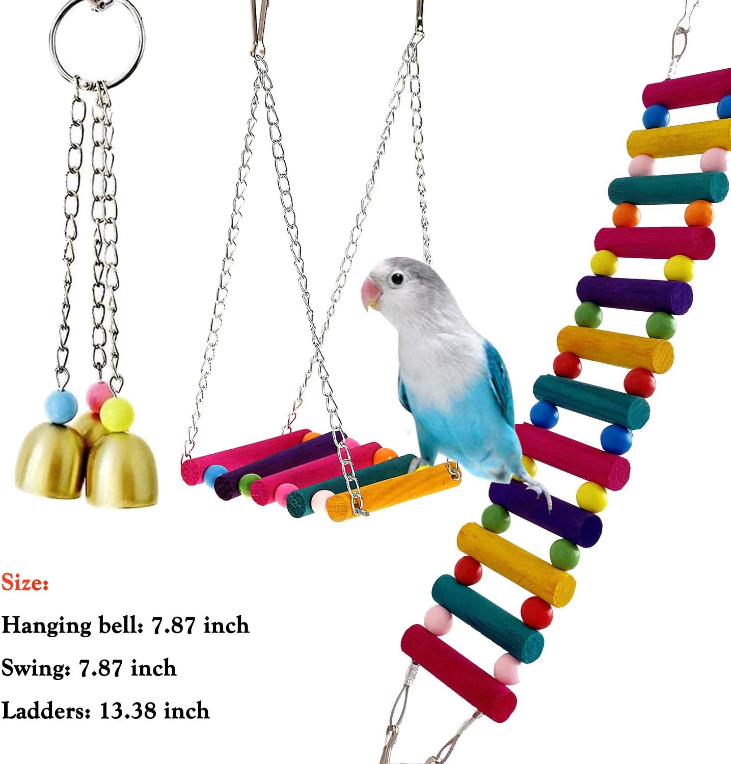 Bird Parrot Toys Ladders Swing Chewing Toys Hanging Pet Bird Cage Accessories Hammock Swing Toy for Small Parakeets Cockatiels, Lovebirds, Conures, Macaws, Finches (Pack of 6 Bird Swing Ladder Toys) : Pet Supplies