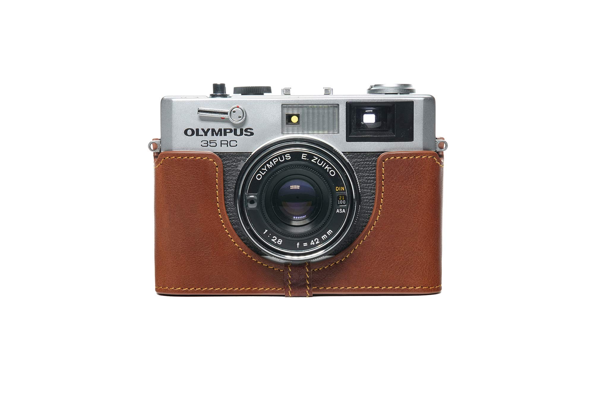 Case for Olympus 35 RC Camera, Zakao Handmade Genuine Real Leather Half Camera Case Bag Cover for Olympus 35 RC Camera With Hand Strap (Brown)