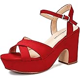 cthseie Women's Platform Wedges Heels Sandals Suede Block Chunky High Heel Ankle Strap Open Toe Comfortable Wedding Party Dress Pump Sandal