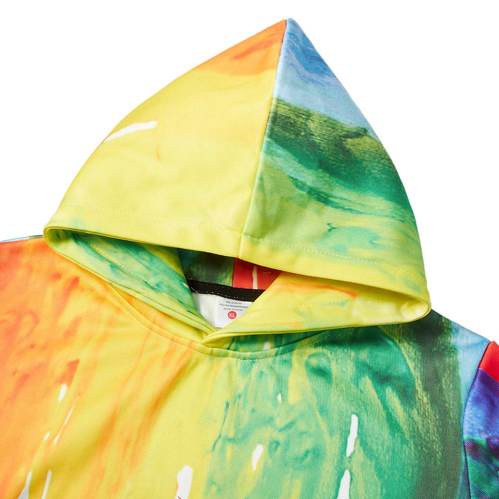 RAISEVERN Unisex Teen Girls Boys 3D Divertida Pintura Blanca impresión Manga Larga Sudaderas con Capucha Bolsillo Estudiante Sudaderas con Capucha Prendas de Vestir Exteriores 13-14T (X-Large)