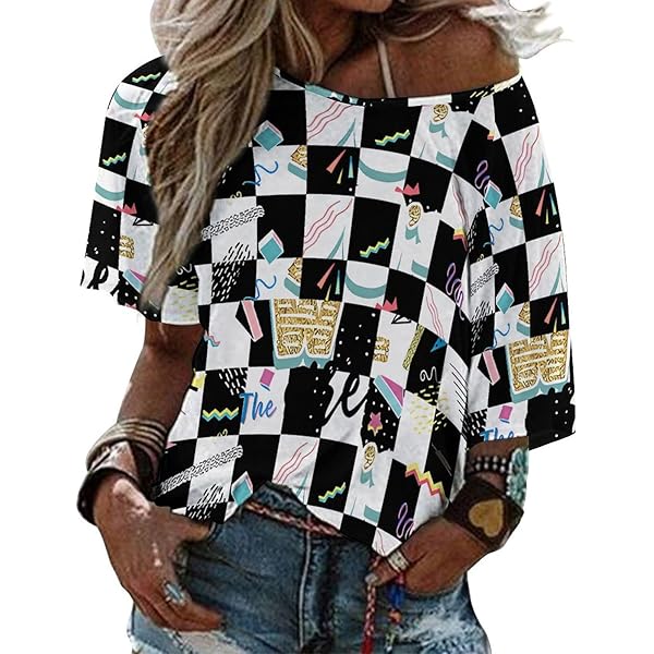 トップス 00s archive L.G.B. off shoulder shirt LOGMOR Retro 80s 90s Women's Off Shoulder Tops, Sexy Mid