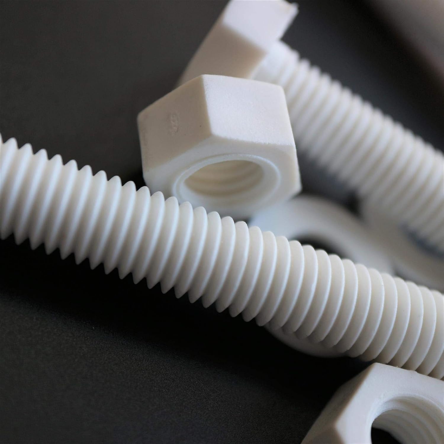 10x White Hex Head Screws Polypropylene (PP) Plastic Nuts and Bolts, Washers, M10 x 60mm, Acrylic, Water Resistant - Image 5