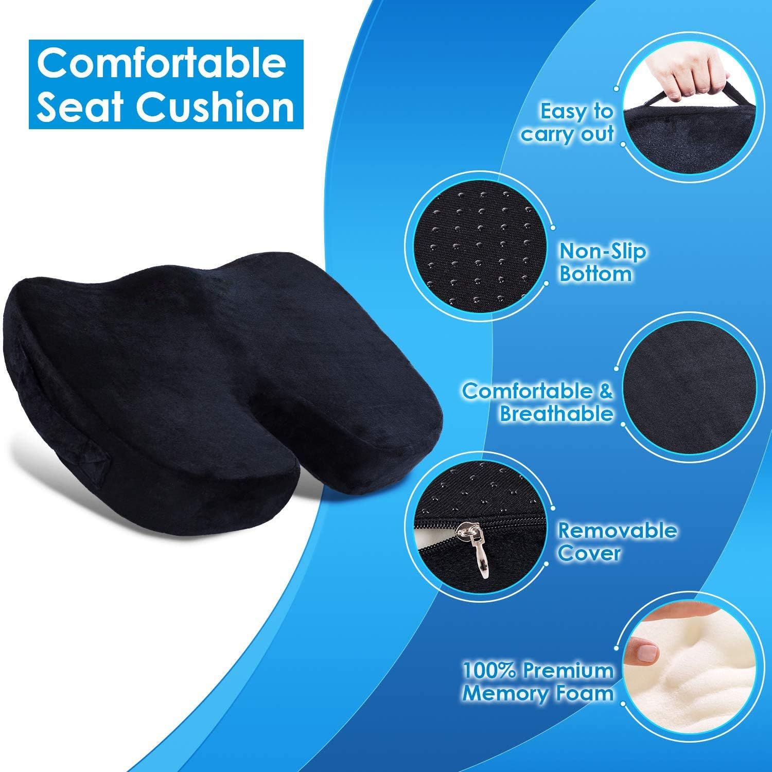 QUTOOL Office Chair Cushion and Lumbar Support Cushion - Image 5