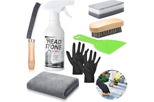 Mixweer 8 Pcs Headstone Cleaner Kit for Grave Cemetery Cleaning Granite and Stone Daily Cleaner Includes Spray Cloth Bristle Crevice Brush Scrub Brush Cleaning Sponge Disposable Gloves Plastic Scraper