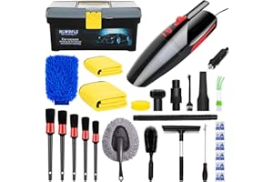 HLWDFLZ Car Detailing Kit Interior Cleaner - 28PCS Car Cleaning Wash Kit with High Power Handheld Vacuum, Cleaning Gel, Duster, Brush, Wash Mitt,Towels, Storage Box