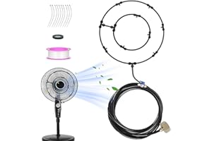 THKUR Fan Misting Kit Misting Fans for Outside Fan Misters for Cooling Outdoor Double-loop Misting System with 26.3 Ft Misting Line and 8 Removable Misting Nozzles for Patio Backyard Garden Greenhouse