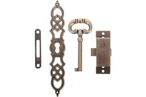 Abaodam DIY Metal Cylinder Antique Door Clock Hardware Set with Mechanical Lock and Key for Vintage Home