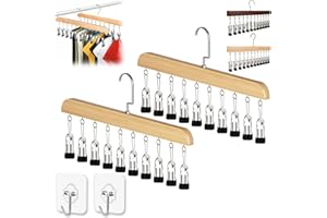Closet Organizer with 10 Clips - Space Saving Hanging Closet Organizer, 10 Clip Hanger Closets Organizer, 360° Rotating Metal