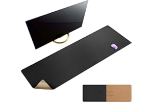 MAIDERN 55' x 15.7' Cork & Leather Desk Mat, XXL Dual Sided Desk Pad Protector for Gaming & Home Office (Black)