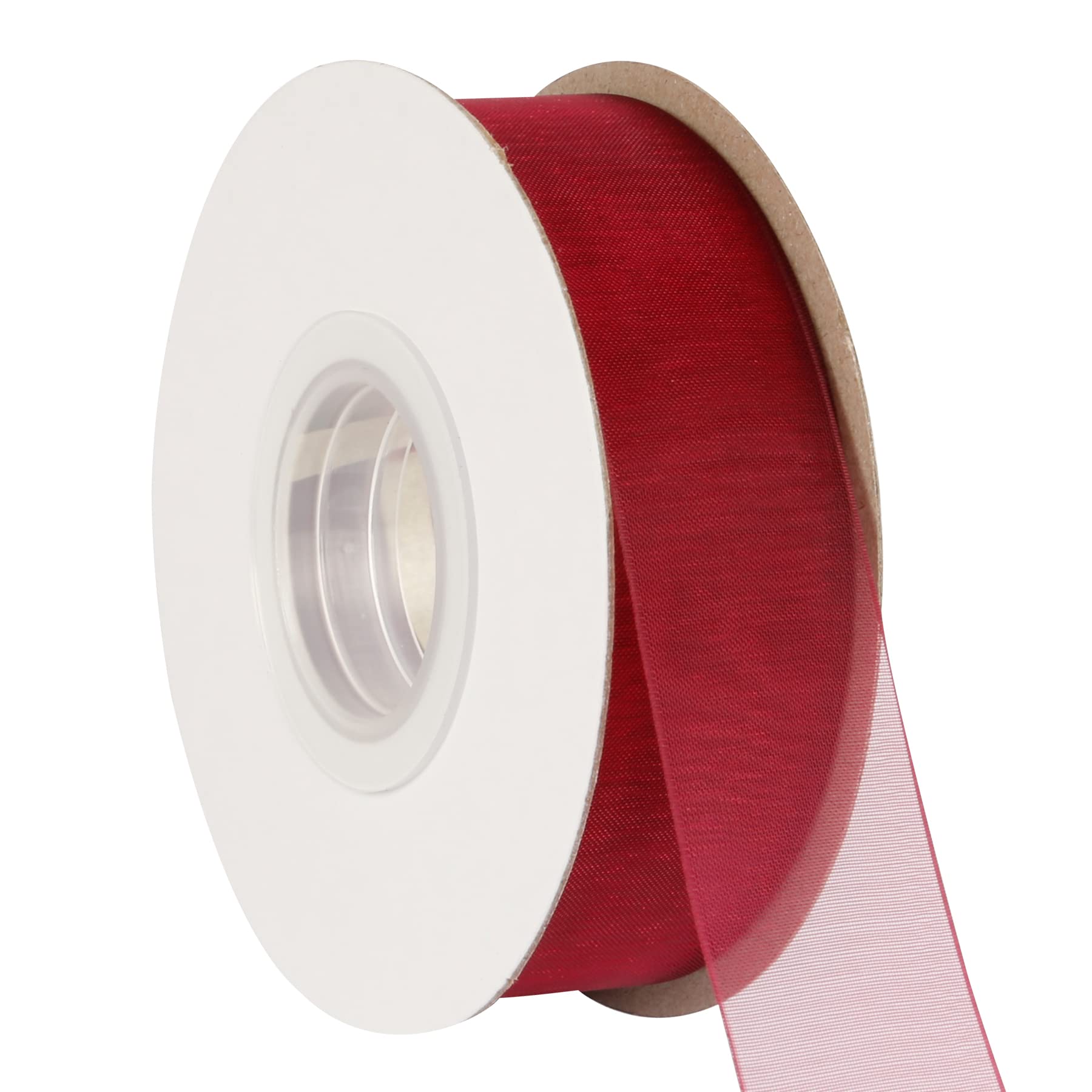 AVANAVA 25mm Wide Sheer Organza Ribbon Multi-Colors for Gift Wrapping Bouquet Wedding Decoration Floral Arrangement - 45 Meters (Wine)