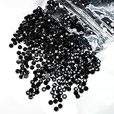 qiipii 620PCS 6mm Black Resin Rhinestones for Crafting Pure Black Flat Back Jelly Resin Stones Bulk SS30 Non-Hotfix Dark Black Diamonds Gems for Nails Face Eyes Makeup Tumblers Bottles Cup DIY Crafts