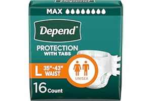 Depend Incontinence Protection with Tabs, Maximum Absorbency, L, 16 Count