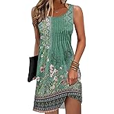 Disamer Sun Dresses for Women 2026 Vacation Pleated Summer Dress Trendy Spring Beach Coverups Sleeveless Tank Tshirt Sundress