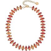 Firstmeet Tapering Oval Crystal Rhinestone Choker Collar Necklace All-Around Wedding Bridal Gift Jewelry for Women