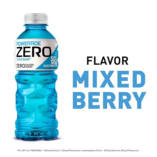 POWERADE ZERO MIXED BERRY BOTTLES, 20 FL OZ, 8 PACK