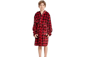 Childlike Me Boys Fleece Bathrobe Hooded Toddler Soft Fuzzy Robe for Kids 2-16 Years
