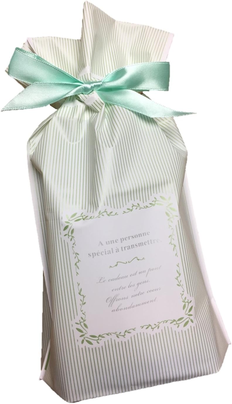 Amazon Co Jp ラッピング袋 リボン マチ付き かわいい プレゼント用 10枚入 ストライプ 柄 グリーン ホーム キッチン
