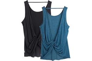 icyzone Women's Open Back High Neck Workout Athletic Gym Tank Tops