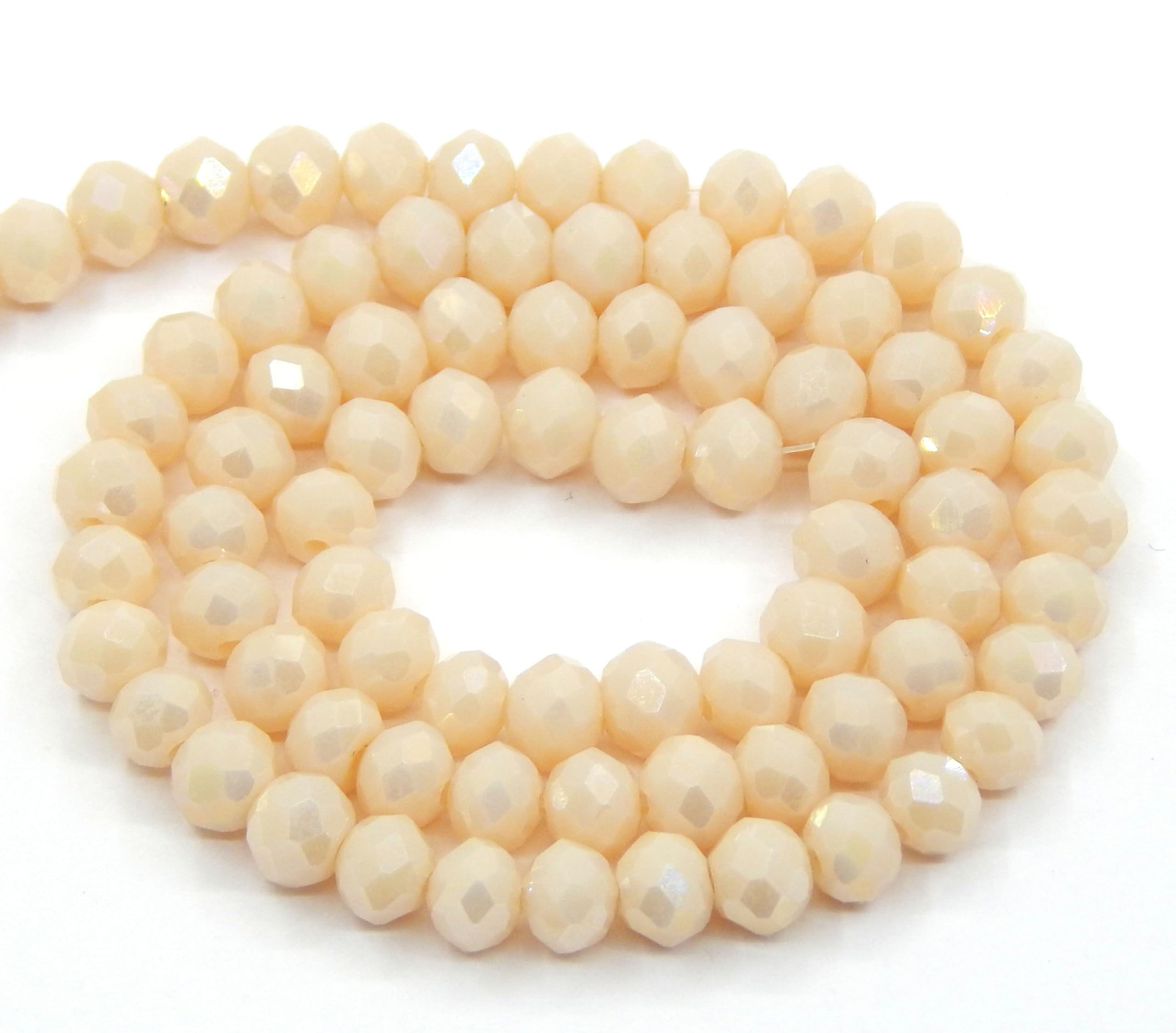 Perlin Pack of 160 Czech Bohemian Crystal Beads, 3 mm x 2 mm, Czech Beads, CZ Glass Faceted Rondelle Beads, Glass Beads, 1 Strand (Powder Pink Opaque) — image 1