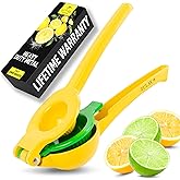 Zulay Kitchen Metal 2-in-1 Lemon Squeezer - Sturdy Max Extraction Hand Juicer Lemon Squeezer Gets Every Last Drop - Easy to C