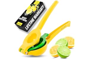 Zulay Kitchen Metal 2-in-1 Lemon Squeezer - Sturdy Max Extraction Hand Juicer Lemon Squeezer Gets Every Last Drop - Easy to C