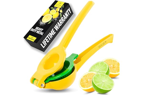 Zulay Kitchen 2 in 1 Lemon Lime Squeezer - Handheld Easy to Use Citrus Juicer - Easy to Clean Manual Orange & Lemon Squeezer