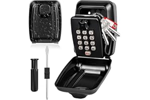 HUANLANG Key Lock Box for Outside Wall Mount 12-Digit Combination Lock Box Outdoor Spare Key Hider Waterproof Security Lockbox Large Capacity Key Box for Realtors Home Garage Office