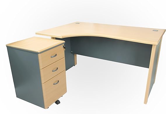 Oficina Cajón de archivo de escritorio mano izquierda de esquina con 3