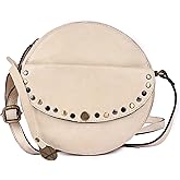 Genuine Italian Leather Boho Studded Round Crossbody Sling Bag - Stylish, Durable, & Perfect for Everyday Use for women