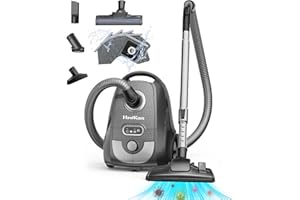 HawKam Canister Vacuum Cleaners for Home,1300W/25Kpa Lightweight & Powerful Vac with 4 Tools&6 Bags for Hard Floors,Carpet,Pet,Upholstery,Tiles and Car