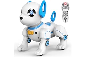 SUPIREO Remote Control Robot Dog Toy, RC Dog Programmable Smart Interactive Robotic Pets, RC Stunt Robot Toys Dog Imitates Animals Music Dancing Handstand Push-up Follow Functions for Boys Girls Toy Blue