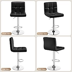 Yaheetech Bar Stools Set of 2, Adjustable PU