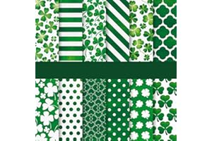 QUDUME St. Patrick's Day Pattern Papers, 24 Sheets Shamrock Double Sided Green Scrapbook Paper 12x12 Cardstock Craft Papers f