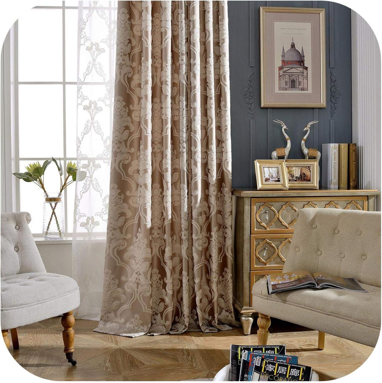 Best Blackout Curtains Thick European Classic Jacquard Curtains for