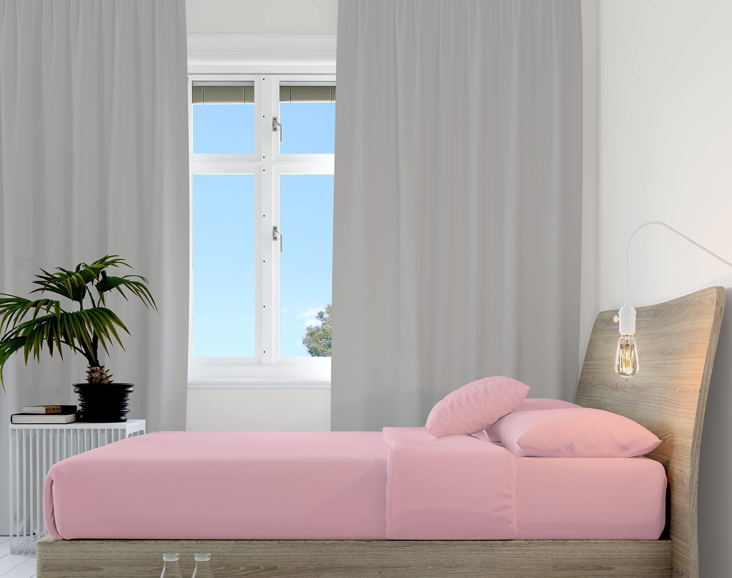 Hometex Microfibre Fitted Sheet - Superking, Pink — image 1