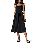 Amazon Essentials Women's Regular-Fit Cotton Sateen Smocked Bodice Midi Dress