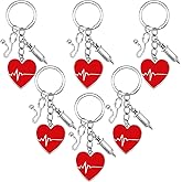 Hicarer 6 Pcs Valentines Day Nurse Gifts Red Heart Keychains for Nursing Practitioners Medical Assistant Cna Nurses Week Party Favors Christmas Appreciation Gifts