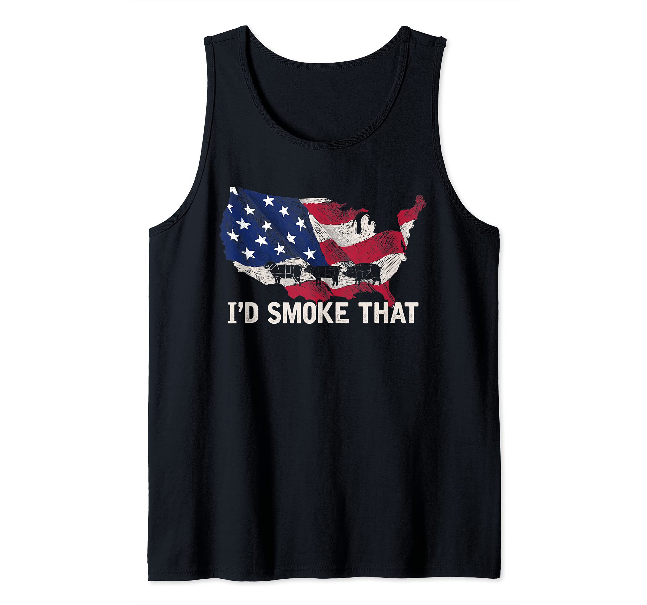 USA Flag BBQ Grilled Meat Smoked Steak Funny Barbecue Tank Top