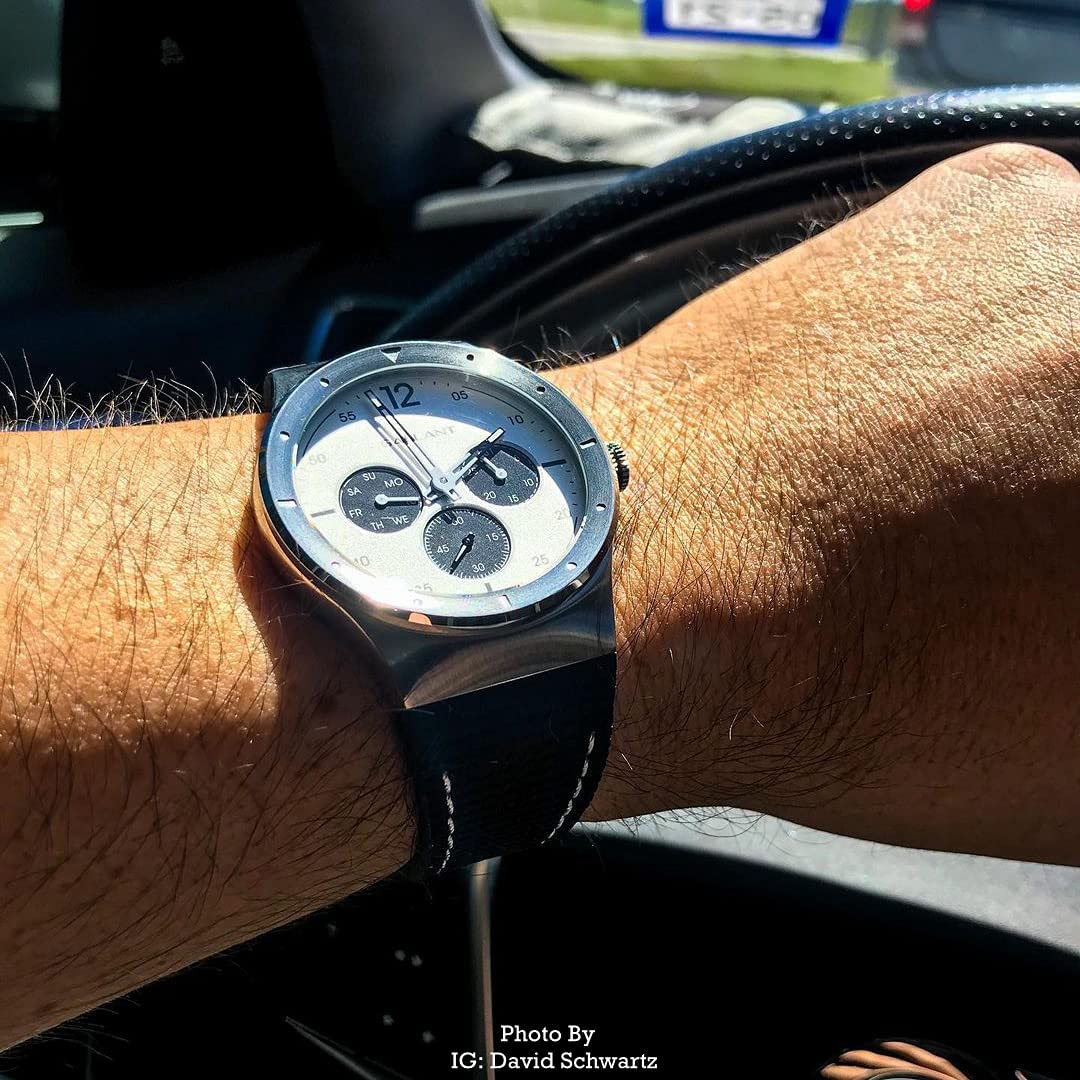 G GALLANT Mens Stainless Quartz Watch with Silicone Strap Unisex Wristwatch 40mm Casual Watch for Men Waterproof Calendar Black Stylish Couple Gift