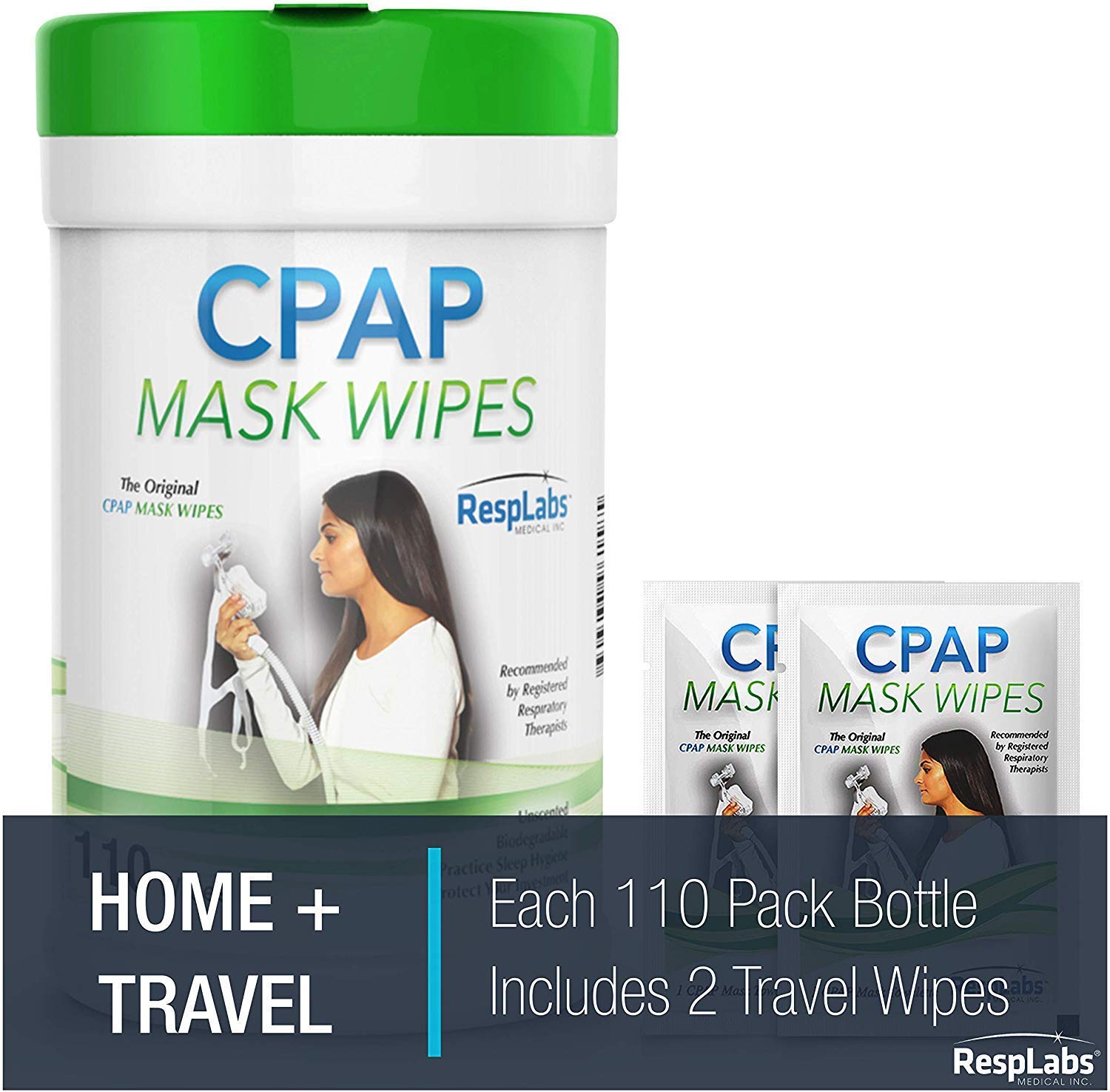 RespLabs CPAP Mask Wipes 1x 110 Pack Bottle Alcoholfree, Unscented