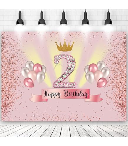 Amazon.com : 7x5ft Happy 2nd Birthday Party Backdrop Pink 2 Years