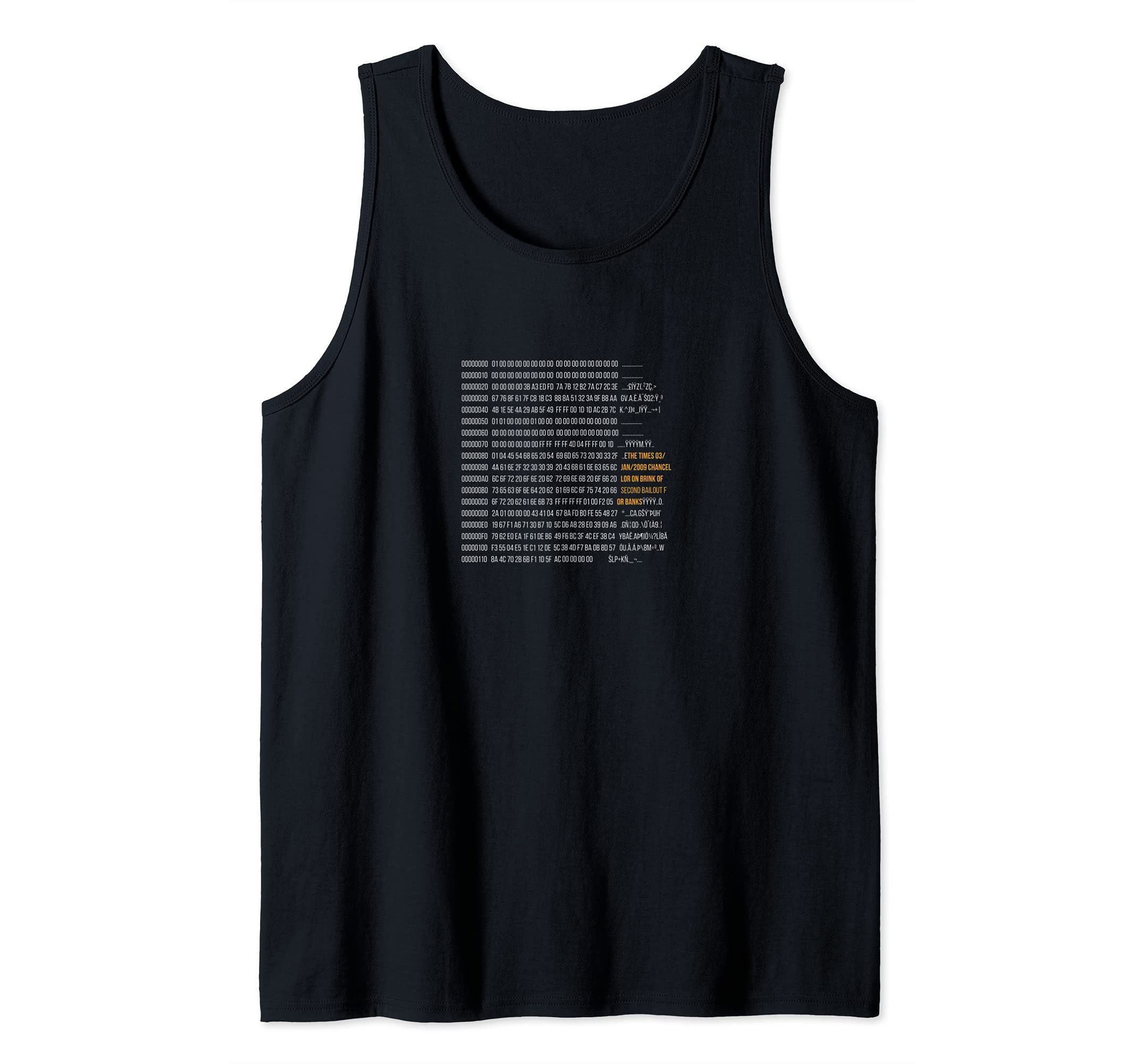 The Bitcoin First Block Created By Mr Nakamato Tank Top