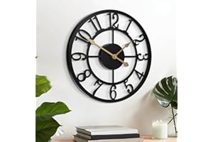 Arabic Numeral Wall Clock 12IN Battery Operated Black, Silent Non Ticking, Wall Clocks for Living Room Decor, Small Classic f