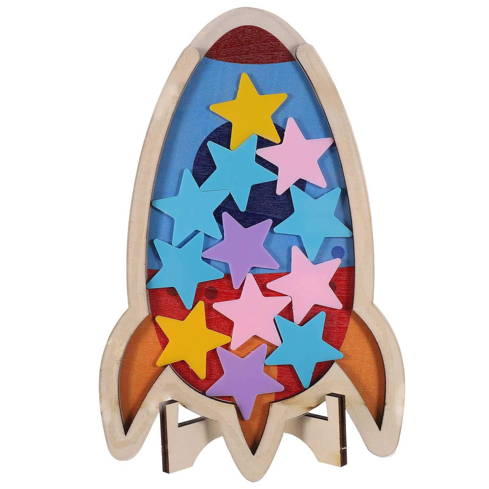 Operitacx Toys Decor Star Reward Jar for Toddlers Wooden Reward System Classroom Kids Potty Motivate Chart for School Training Christmas Child