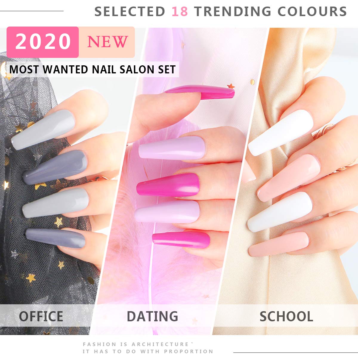 Lavender Violets Gel-Nail-Poish Kit 18-Color Soak off UV LED Nail Gel with No Wipe Base and Top Coat Safe to Use F984 : Beauty