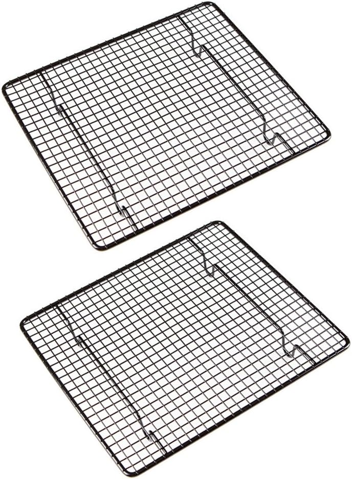 AmgteEu Set of 2 Cross Wire Grid Nonstick Cooling Rack ~ Oven Safe, 10 Inch x 9 Inch
