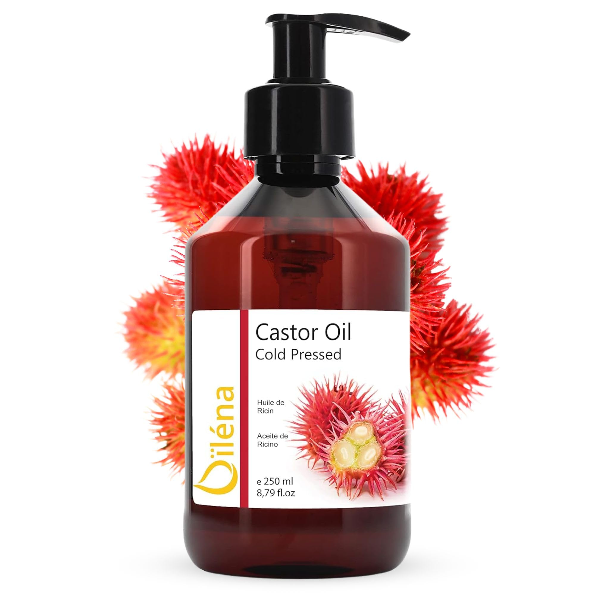 Cold Pressed Organic Castor Oil Eyelash Growth Cuticle Care Oil Hair Growth Hair Loss Serum 100% Natural Vegan 250 ml Pure Castor Oil for Skin Castor oil wrap Beard Oil